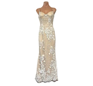 Claire's Collection Dress Ivory Bridal Formal Wedding Sequined Strap Beaded 4194 - Picture 1 of 17