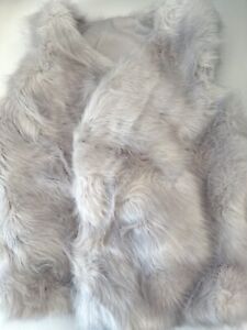 Women Winter Grey Fur Fluffy Warm Waistcoat Vest Shawl