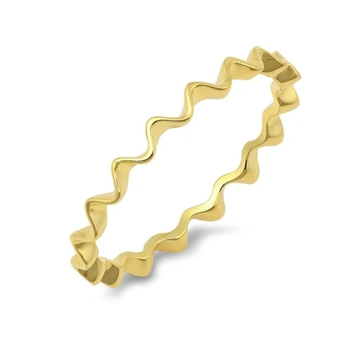 Squiggle Genuine Sterling Silver 925 Yellow Gold Plated Height 2 mm Sizes 2 - 10 - Image 1 of 1