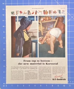 Vintage Print Ad Koroseal B F Goodrich Toddler Raincoat Baby Pants 13.5" x 10.5" - Picture 1 of 1
