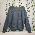 Benetton Vintage ITALY Cable Knit Relaxed Blue MultiSweater Wool Alpaca Acrylic 