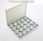 20 Aluminum Bead/Gem Canisters w Glass Lids And Aluminum Carrying Case 