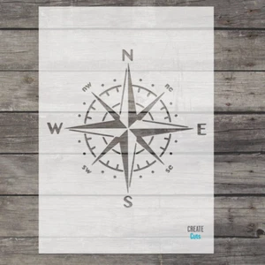 Compass STENCIL Windrose Navigation Template Shabby Chic Wall Art Craft Nautical - Picture 1 of 4