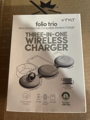 TYLT Folio Trio 3-in-1 Magnetic Wireless Charger 15W Magsafe Compatible - Image 1 of 2