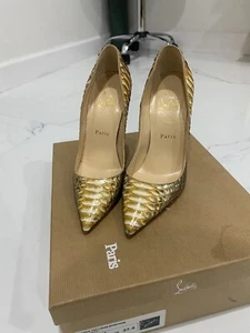 Christian louboutin heels Kate gold python Red sole - Picture 1 of 12