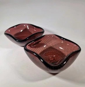 2x Vintage Murano Bullicante Art Glass Small Bowl 1960's Venetian Handblown - Picture 1 of 10