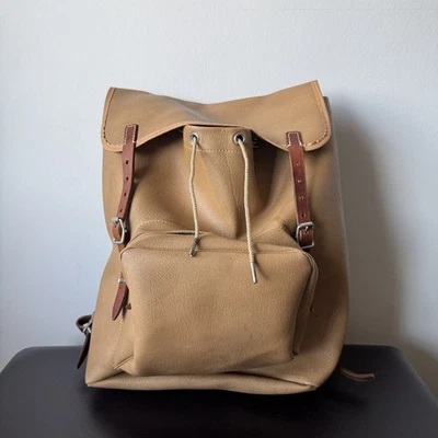 Mochila Esquí Vintage Ejército Militar Senderismo Años 30 Cuero Beige Foto 1 de 4