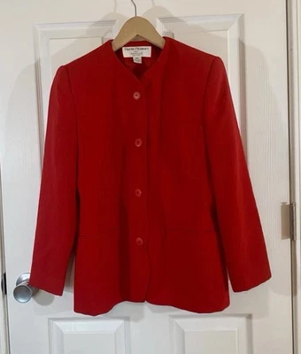 Blazer/chaqueta para mujer Rena Rowan Saville Petite roja talla 6P forrada mezcla de lana Foto 1 de 4
