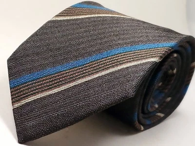 Corbata CARVEN Vintage Hecha en FRANCIA 100% Seda Gris Negro Cobre Marrón Foto 1 de 4