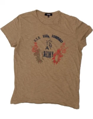 TRUSSARDI Mens Action Graphic T-Shirt Top XL Brown Cotton AZ02 - Image 1 of 3