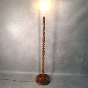 Vintage Standard Lamp Turned Rich Wood Tones Fully working 142cm Tall - Picture 1 of 12