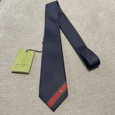 Gucci Hombre Corbata Azul Marino con Etiqueta Clásico Elegante Accesorio Formal Foto 1 de 4