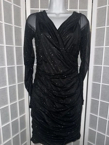 Neu Lavish Ivy Black & Silver Kleid Größe Medium Langarm - Bild 1 von 4