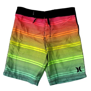 Hurley Boys Sz 6 Boardshorts Neon Rainbow Black Stripe Swim Trunks Shorts - Picture 1 of 10