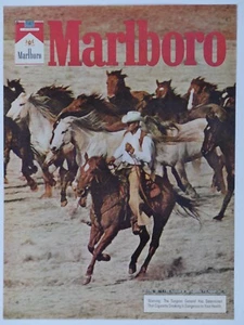 Anuncio impreso original Marlboro Cowboy Vintage 1975 Wild Horses 8 x 11 - Imagen 1 de 4