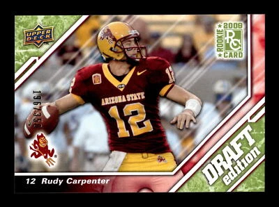 2009 Upper Deck Draft #77 Rudy Carpenter Rookie RC Green SP Parallel #/350 - Image 1 of 2