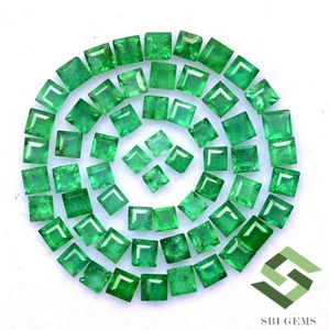 3.54 CTS Natural Emerald Square Cut 1.75 To 2 mm Lot 67Pcs Calibrated Loose Gems - Picture 1 of 6