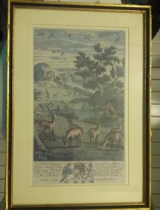 Richard Blome Engraving Framed Matted 'A Keeper Chaseing out of the Heard..." - Picture 1 of 6