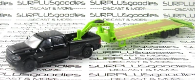 Camioneta Dodge Ram 2500 Laramie Greenlight 1:64 negra 2024 con remolque cuello de ganso GRN Foto 1 de 4