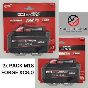 Milwaukee M18 2 Pack X2 XC8.0 FORGE 8.0 Ah Batteries 48-11-1881 Genuine Battery - Picture 1 of 4