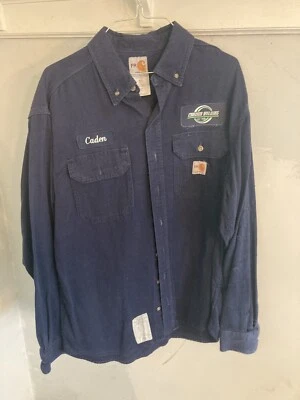 Carhartt FR Shirt Mens M Medium Blue Work Wear Flame Fire Resistant Button Down - Image 1 of 4