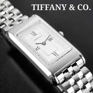 TIFFANY & CO. Classic Rectangle Roman Watch Silver Quartz - Picture 1 of 13