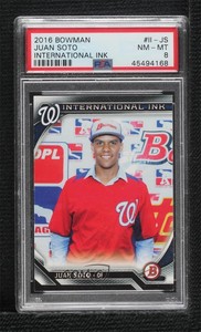 2016 Bowman International Ink Juan Soto #II-JS PSA 8