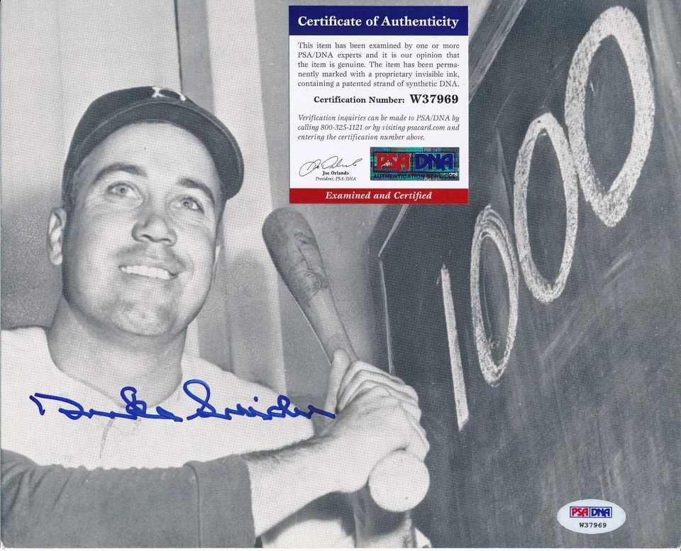 Duke Snider Signed Los Angeles Dodgers 1000 Hits 8x10 Photo PSA COA 969 - Image 1 of 1