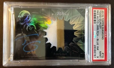 Todd Gurley Rams 3Clr Patch Blue Auto RC 2015 Topps Diamond #/50 1/1 PSA 9 Pop 1 - Image 1 of 2