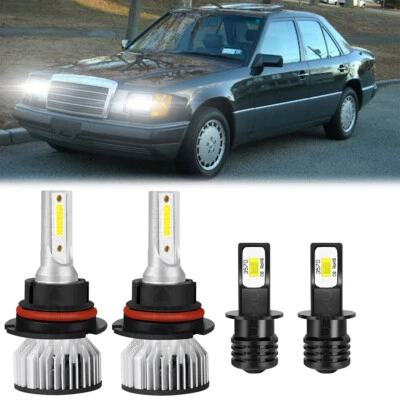 For Mercedes-Benz 300E 1990-1993 Combo 4x White LED Headlight Fog Light Bulbs - Image 1 of 4