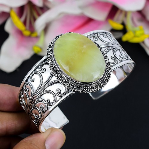 VALENTINO Bracciale Regolabile Pietra Preziosa Agata Gialla Fatto a Mano Argento Sterling 925