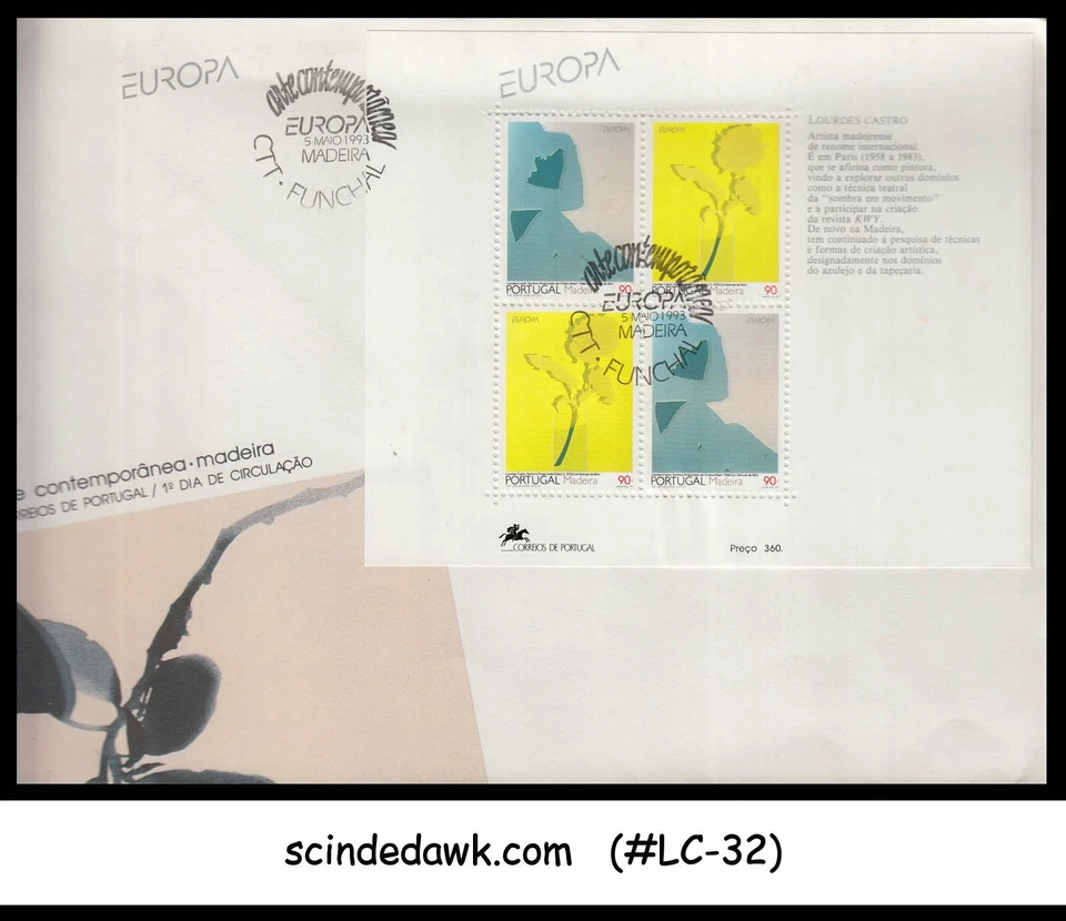 PORTUGAL MADEIRA - 1993 EUROPA / MODERN ART - Min. sheet - FDC - Image 1 of 1