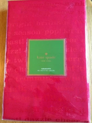 *NEW* Kate Spade All The Trimmings Holiday Tablecloth - 60" x 102" Cranberry Red - Image 1 of 4