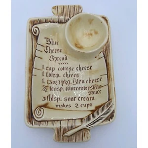 Vintage Ceramic Recipe Dish With Blue Cheese Spread Instructions - Picture 1 of 3