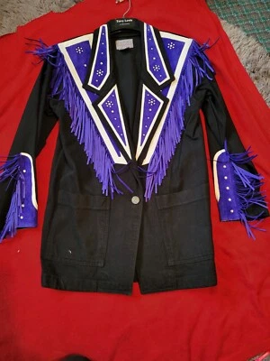 Womans designer western blazer w/fringe, rhinestones etc, size S - an original - Image 1 of 4