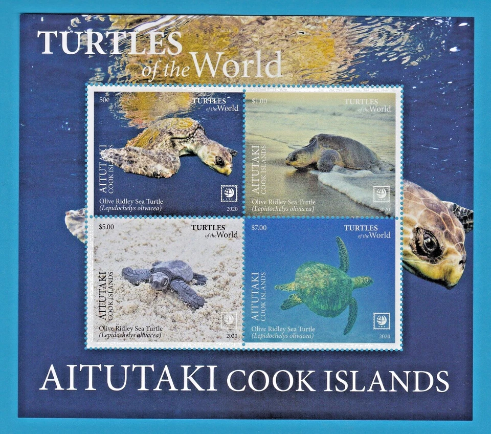 2020 SEA TURTLE STAMP SHEET OLIVE RIDLEY COOK ISLANDS TURTLES of the WORLD MNH - Image 1 of 1