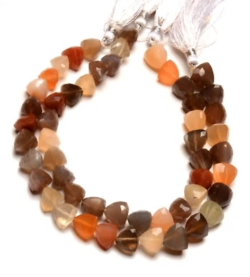 Multi Moonstone Straight Drill 9 mm Size Trillion Shape Beads 9" Strand - Image 1 of 4