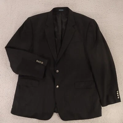 Stafford Jacket XL XLT Black Worsted Wool Twill Blazer Metal Buttons Classic 48L - Image 1 of 4