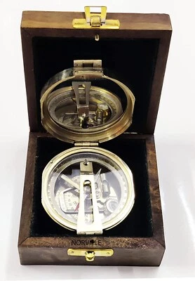 Nautical Geological Compass Working Brunton Compass with Wooden Box - Image 1 of 4