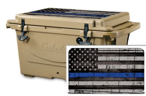 Vinyl Cooler Wrap fits Cabela's Polar Cap 60 | Decal Skin LID - USA Blue Line - Picture 1 of 6
