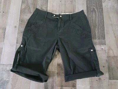 Candie's Mujer Negro Bermudas/Capri Pantalones Cortos 13 Negro Floral Foto 1 de 4