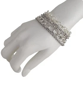 Premier Designs Multi Strand Silver Tone Chain Bracelet Toggle 7 1/2" 8 1/4" - Picture 1 of 3