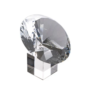 150mm Crystal Glass Diamond Paperweight Wedding Venue Decor with Stand Gift Box - Picture 1 of 11