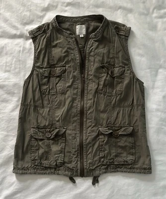 Chaleco halógeno para mujer de algodón verde militar con cremallera, talla L Foto 1 de 4