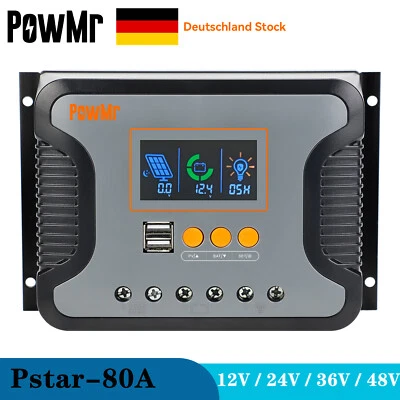 Powmr 60A Solar Laderegler 12V 24V 36V 48V PV100V 30-80A für lithium Batterie - Bild 1 von 4