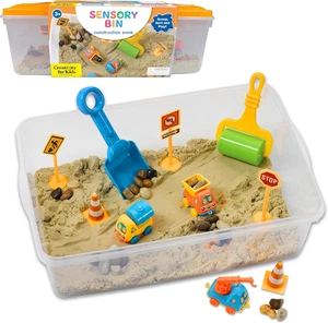 Construction Zone Sensory Bin Playset for Preschool Learning Activities - Picture 1 of 9