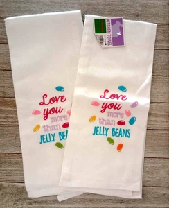2 "Love You More Than Jelly Beans" Decorative Flour Sack Towel - Picture 1 of 3