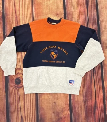 Vintage 90s Nutmeg Chicago Bears NFL Men’s Crewneck Sweater Size L USA  - Image 1 of 4