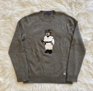 Ralph Lauren Purple Label New Aviator Pilot Bear Sweater Knit Cashmere Grey XL - Picture 1 of 9