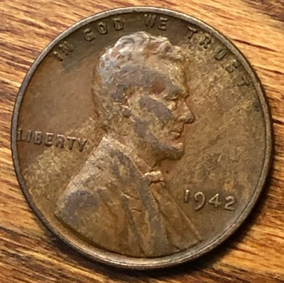 1942 Lincoln Wheat Cent Unique Eye Appeal Woody Streaky Improper Alloy Mix Error - Image 1 of 4